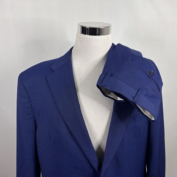 Joseph Abboud 48R Suit 40x29 Flat Front Marzatto Wool Blue Two Button Vented - Picture 1 of 13